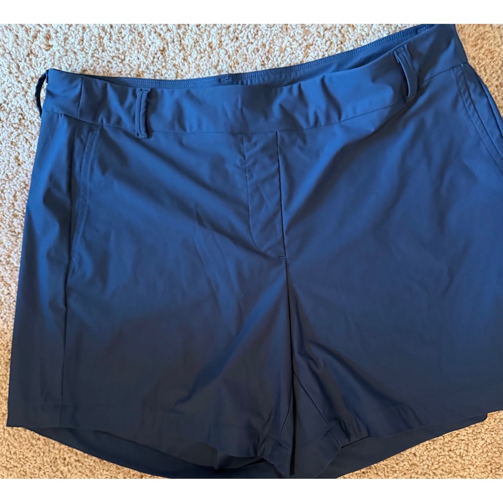 Spanx Sunshine Solutions Navy Blue Stretch Golf Casual Shorts Womens Large L